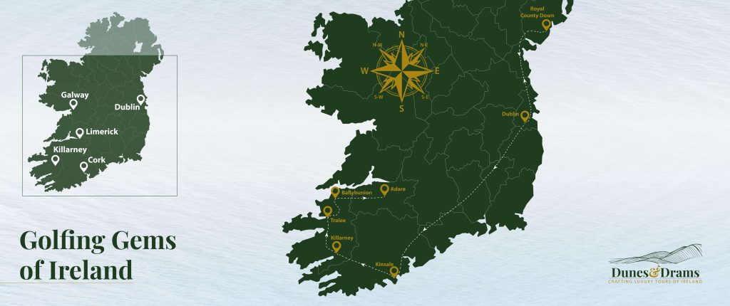 Golfing Gems of Ireland Tour Map